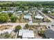 Aerial view of a residential area showcasing single-Gathering homes, tree-lined streets, and yards at 319 Thomas Ave, Frostproof, FL 33843