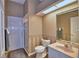 Cozy bathroom features a shower and vanity with a vintage aesthetic at 329 Hamilton Shores Ne Dr, Winter Haven, FL 33881