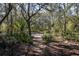 Backyard scene of mature trees and native landscaping, with a brick pathway at 4010 Paw Paw Trl, Lake Wales, FL 33898