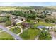Scenic aerial view showing the property's meticulously manicured lawn and mature trees amidst a tranquil neighborhood at 8947 Oakwood Dr, Lake Wales, FL 33898