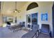 Covered patio with outdoor furniture, perfect for lounging by the pool and grilling at 916 Balmoral Dr, Davenport, FL 33896