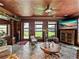 Living room featuring water views, ceiling fan, and marble flooring at 125 E Graham Park Dr, Haines City, FL 33844