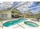 Screened-in pool and patio area features a relaxing jacuzzi and outdoor dining set at 1942 Bermuda Pointe Dr, Haines City, FL 33844