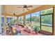 Screened patio with multiple seating areas and lovely views of pond and landscaping at 5341 Hogan Ln, Winter Haven, FL 33884