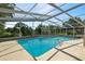 Screened-in pool featuring clear blue water and patio at 102 Lake Ring Dr, Winter Haven, FL 33884