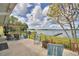 Large backyard with a patio, fire pit, and waterfront views, perfect for outdoor entertaining and relaxation at 103 Lake Thomas Dr, Winter Haven, FL 33880