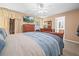 Cozy bedroom featuring a ceiling fan and a TV mounted above a wooden dresser at 1506 Chamberlain Loop, Lake Wales, FL 33853