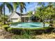 Backyard pool surrounded by well-maintained hedges and lush landscaping at 195 E Conant St, Bartow, FL 33830