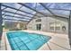 Beautiful screened-in pool with clear blue water, and spacious patio at 2721 Kokomo Loop, Haines City, FL 33844