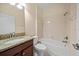 Bathroom with granite countertops, a bath, and a shower at 3565 Raleigh Dr, Winter Haven, FL 33884