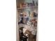Organized walk-in pantry with wire shelves filled with groceries and household items at 386 Feltrim Reserve Blvd # 386, Davenport, FL 33837