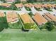 Aerial view of the property, outlining the parcel with lush lawn and landscaping at 4148 Dunmore Dr, Lake Wales, FL 33859