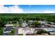 Aerial view of neighborhood homes surrounded by lush greenery and trees, with the lake in the distance at 4228 Nandina St, Lake Wales, FL 33898