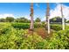 Alamanda community entrance with tropical palm trees, lush landscaping, and a welcoming sign at 4228 Nandina St, Lake Wales, FL 33898