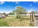 Spacious backyard with mature trees, play set, trampoline, and covered patio area at 498 W 7Th St, Frostproof, FL 33843