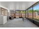 View of screened patio with gray floors, outdoor seating, and laundry area at 608 William Ave, Winter Haven, FL 33880