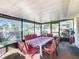 Relaxing screened lanai with outdoor dining set, perfect for entertaining or enjoying peaceful meals at 711 Lake Dexter Cir, Winter Haven, FL 33884