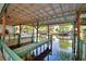 Covered boat dock with a wooden pier, providing direct access to the water and stunning waterfront views at 117 Bream St, Haines City, FL 33844