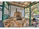 Outdoor grill and stone facade kitchen area on the covered back porch, perfect for entertainment at 117 Bream St, Haines City, FL 33844