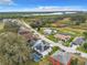 Picturesque aerial view of a quiet neighborhood featuring well-maintained homes and lush green surroundings at 157 Golf Aire Blvd, Haines City, FL 33844