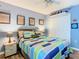 Cozy bedroom with blue walls, hardwood floor and natural light at 157 Golf Aire Blvd, Haines City, FL 33844