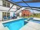 A screened-in pool and hot tub offer a private oasis for relaxation and recreation at 157 Golf Aire Blvd, Haines City, FL 33844
