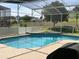 Inviting pool and covered patio with views of a lush backyard at 1681 Waterview Loop, Haines City, FL 33844