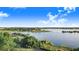 Scenic aerial view of a sprawling lake surrounded by lush greenery and distant views at 302 W Gates Ave, Lake Hamilton, FL 33851