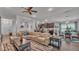 An open-concept living space featuring a large sectional sofa and modern decor at 364 Lake Vista Dr, Auburndale, FL 33823