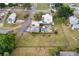 Aerial view of the property highlighting the backyard pool and large lot at 501 Main St, Lake Hamilton, FL 33851