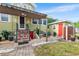Charming backyard with patio, brick pavers, steps, and unique style at 501 Main St, Lake Hamilton, FL 33851