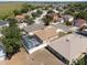 Aerial view of backyard pool and screened lanai in a residential neighborhood at 533 Ronshelle Ave, Haines City, FL 33844