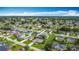 Expansive aerial shot showcasing a residential neighborhood with well-maintained homes and lush greenery at 716 Maderia Ct, Kissimmee, FL 34758