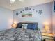Charming bedroom featuring a wicker headboard, blue walls, and beach-themed decor with calming atmosphere at 716 Maderia Ct, Kissimmee, FL 34758