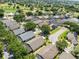 Overhead view of homes with screened pools in a lovely community at 1357 Rebecca Dr, Haines City, FL 33844