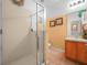 Bathroom featuring walk-in shower and vanity with modern fixtures at 147 Brookshire Dr, Lake Wales, FL 33898