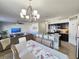 Open-concept living area with modern lighting, kitchen island, and comfortable seating at 213 Tanager St, Haines City, FL 33844