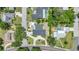 Overhead aerial view of properties with swimming pools in a neighborhood with tree lined streets at 333 Lake Otis Se Dr, Winter Haven, FL 33880