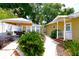 Backyard with lush greenery, covered outdoor seating area, and guest house at 418 E 10Th Ave, Mount Dora, FL 32757