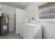 Functional laundry room with washer, dryer, and water heater for added convenience at 5829 Lake Breeze Ave, Lakeland, FL 33809