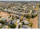 An aerial view showcases the neighborhood with nicely-kept homes and green lawns, all from above at 135 Minniehaha Cir, Haines City, FL 33844
