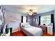 Bright bedroom offers hardwood floors, natural lighting, and geometric accent wall for a cozy living space at 1515 W Lake Cannon Nw Dr, Winter Haven, FL 33881