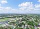 A panoramic aerial view shows the property's location within a suburban landscape under a partly cloudy sky at 2100 Magnolia Ave, Haines City, FL 33844