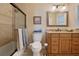 This bathroom features a walk in shower with glass door and a large vanity at 250 Brigham Nw Rd, Winter Haven, FL 33881
