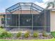 Backyard with a screened in lanai, complimented by manicured landscaping at 4327 Gullane Dr, Lake Wales, FL 33859
