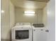 Functional laundry room featuring a white washer and dryer set, well-lit with neutral walls at 6470 Peppertree Ne Path, Winter Haven, FL 33881