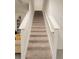 Carpeted staircase with white railings, leading to the upper level of the home at 1378 Fox Squirrel Dr, Davenport, FL 33897