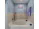 Bathroom featuring soaking tub with stylish accents and decorative wall art at 1800 Emily Dr, Winter Haven, FL 33884