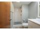 Bathroom features a modern walk-in shower with white subway tile at 5102 Village Ct # E-2, Lake Wales, FL 33898