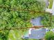 An aerial view of a home highlighting the mature landscaping and private backyard with a pool at 125 Homewood Dr, Winter Haven, FL 33880
